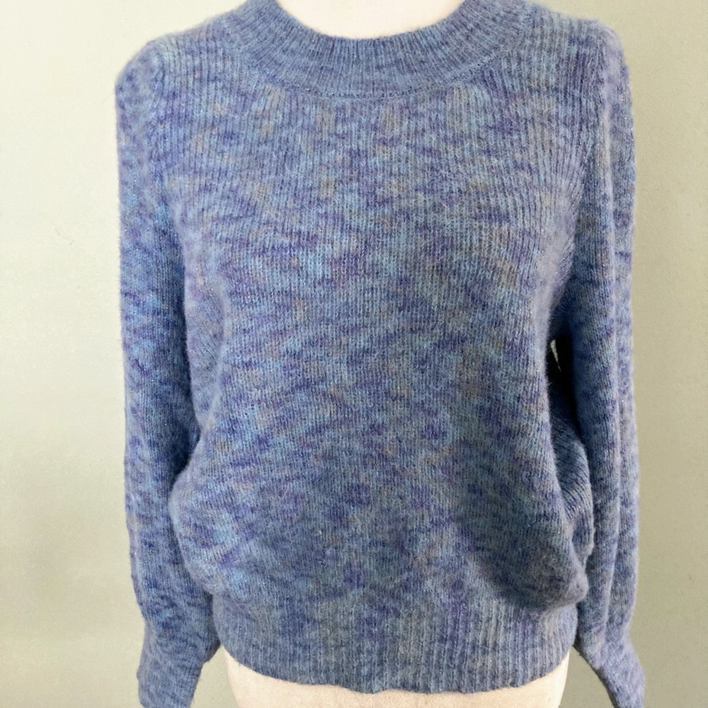 Time and Tru Balloon Sleeve Space Dye Light Blue Sweater Size Medium